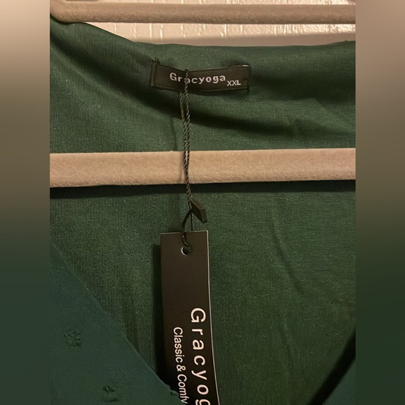 Green V-Neck Short Sleeve Dress - Picture 3 of 3